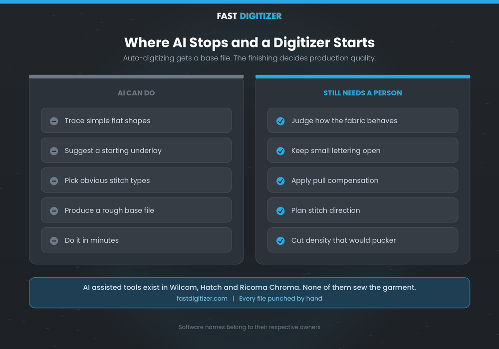 What AI auto-digitizing handles and what a human digitizer still does by hand