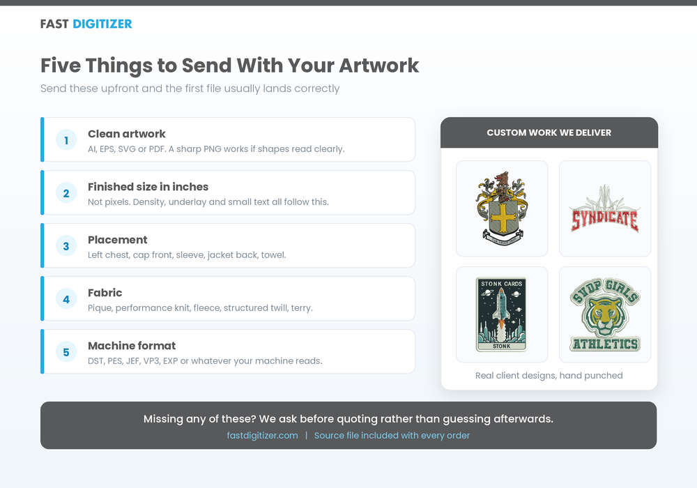 Five details to send your digitizer along with the artwork