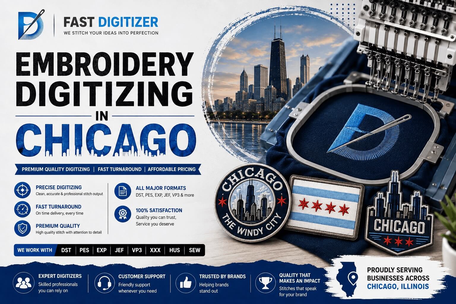 Embroidery Digitizing In Chicago